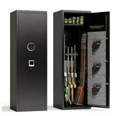 Large Gun Safe With 3 Pistol Pouches, Heavy Duty Biometric Fingerprint Lock, Rifle Gun Safe With Adjustable Stand